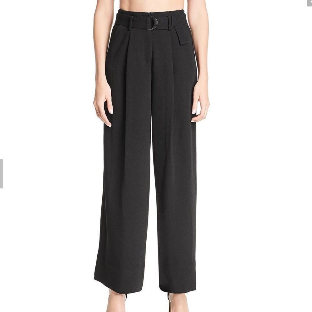 FAME AND PARTNERS Black High Waist Wide Leg Trouser Pants Size 4